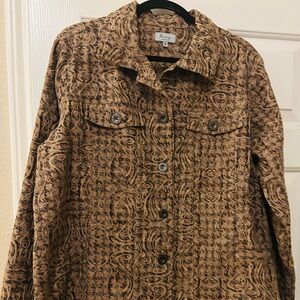 VINTAGE/ Analogy Brown Patterned Jean Jacket